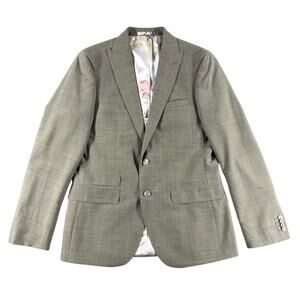French Connection Mens Blazer Grey 40 R Slim Fit Sport Coat Jacket Floral Lining